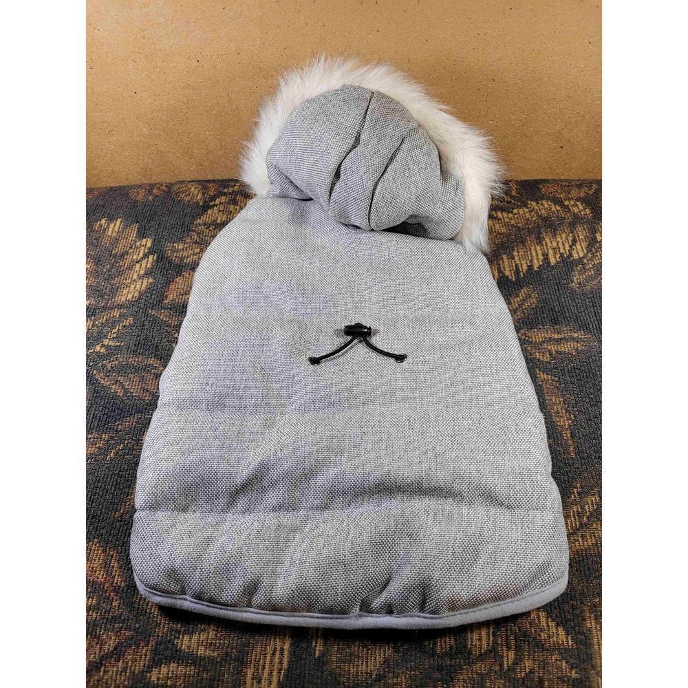 Boots & Barkley Gray Tweed Faux Fur Hooded Puffer Jacket Coat- Size L- NWT